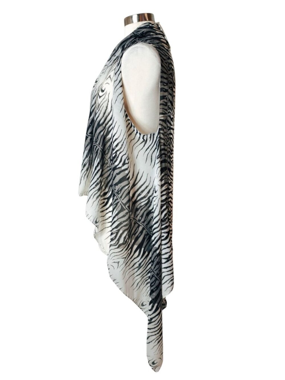Womens M Cardigan Open Front Vest Sleeveless Y2K Animal Print Boho Edgy Rocker - Picture 2 of 5